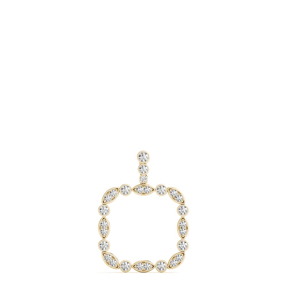 Square Fancy Shaped Bezel Set Miligrain Fashion Pendant (0.6 ct. tw.), On hand view in yellow gold