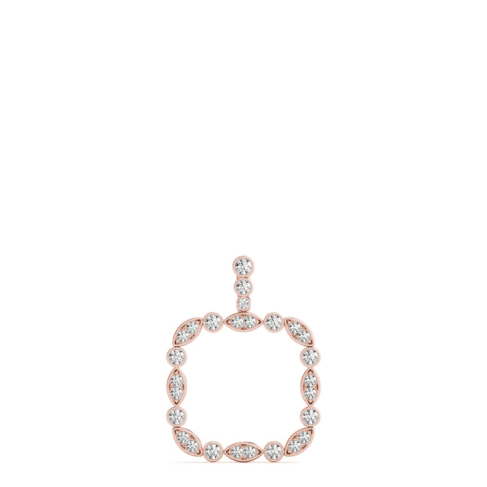 Square Fancy Shaped Bezel Set Miligrain Fashion Pendant (0.6 ct. tw.), On hand view in rose gold
