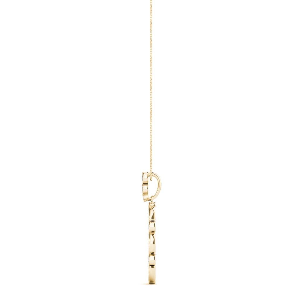 Square Fancy Shaped Bezel Set Miligrain Fashion Pendant (0.6 ct. tw.), Side view in yellow gold