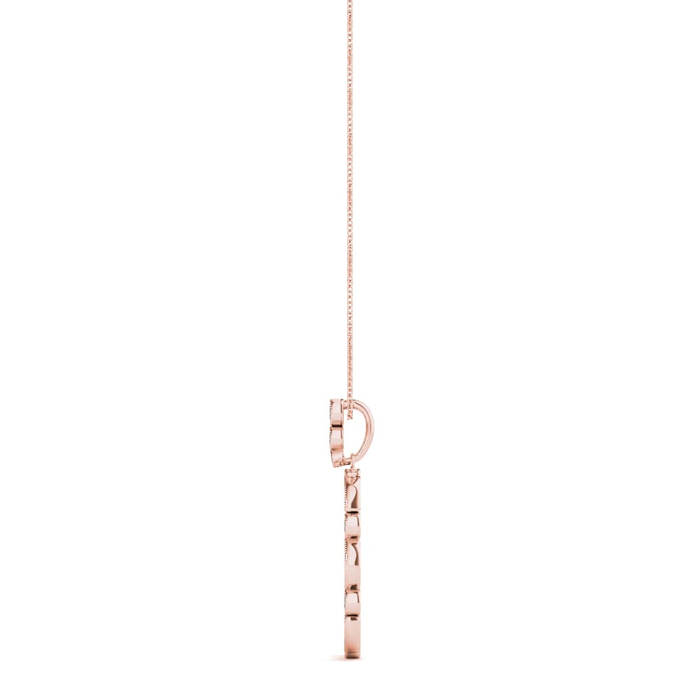 Square Fancy Shaped Bezel Set Miligrain Fashion Pendant (0.6 ct. tw.), Side view in rose gold