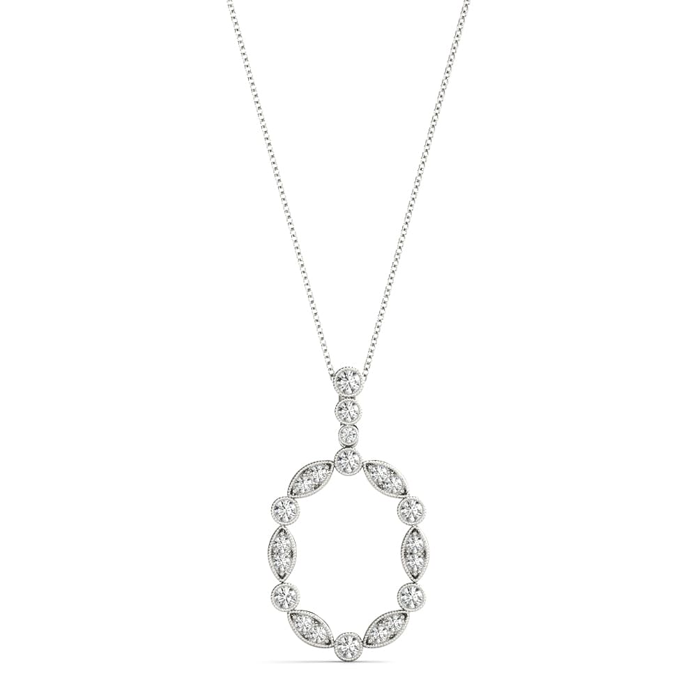 Oval Shape Bezel Set Miligrain Fashion Pendant — View 1