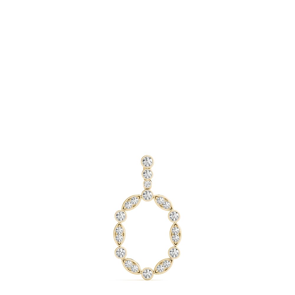 Oval Bezel Set Miligrain Fashion Pendant (0.47 ct. tw.), On hand view in yellow gold