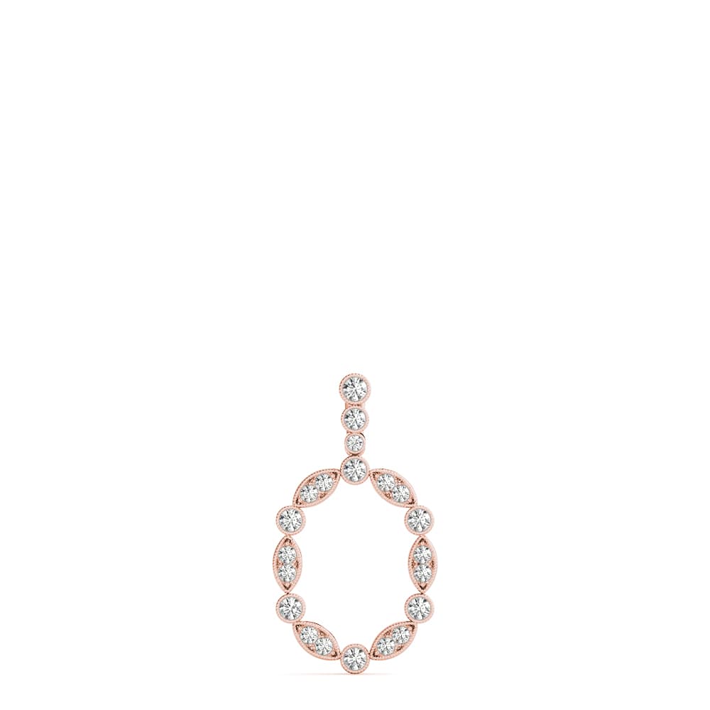Oval Bezel Set Miligrain Fashion Pendant (0.47 ct. tw.), On hand view in rose gold