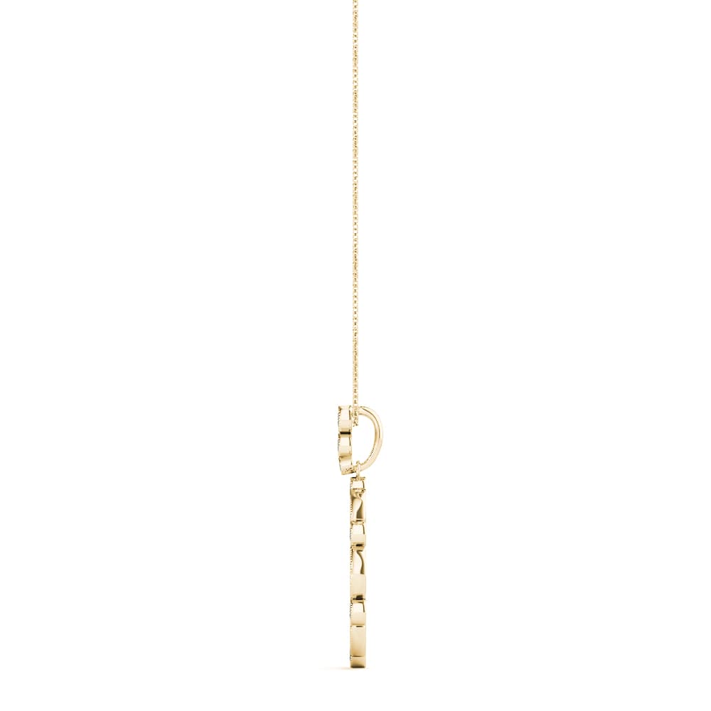 Oval Bezel Set Miligrain Fashion Pendant (0.47 ct. tw.), Side view in yellow gold