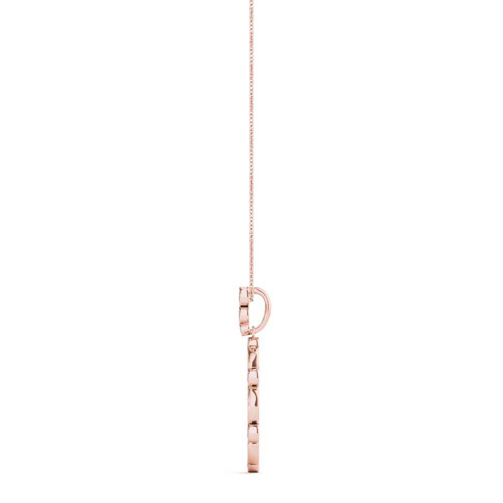 Oval Bezel Set Miligrain Fashion Pendant (0.47 ct. tw.), Side view in rose gold