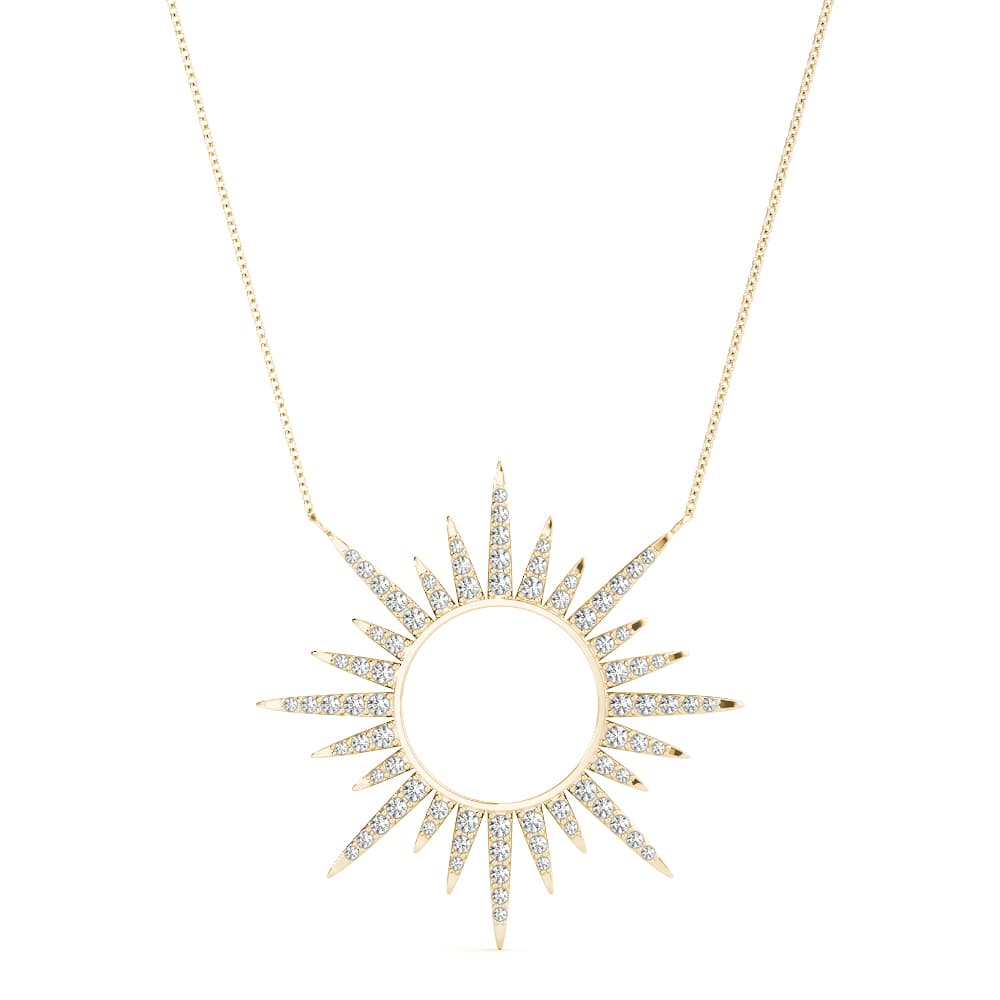 Sun Shaped Circle Fashion Pendants (1/2 ct. tw.), Front view in yellow gold
