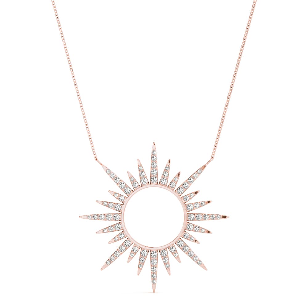 Sun Shaped Circle Fashion Pendants (1/2 ct. tw.), Front view in rose gold