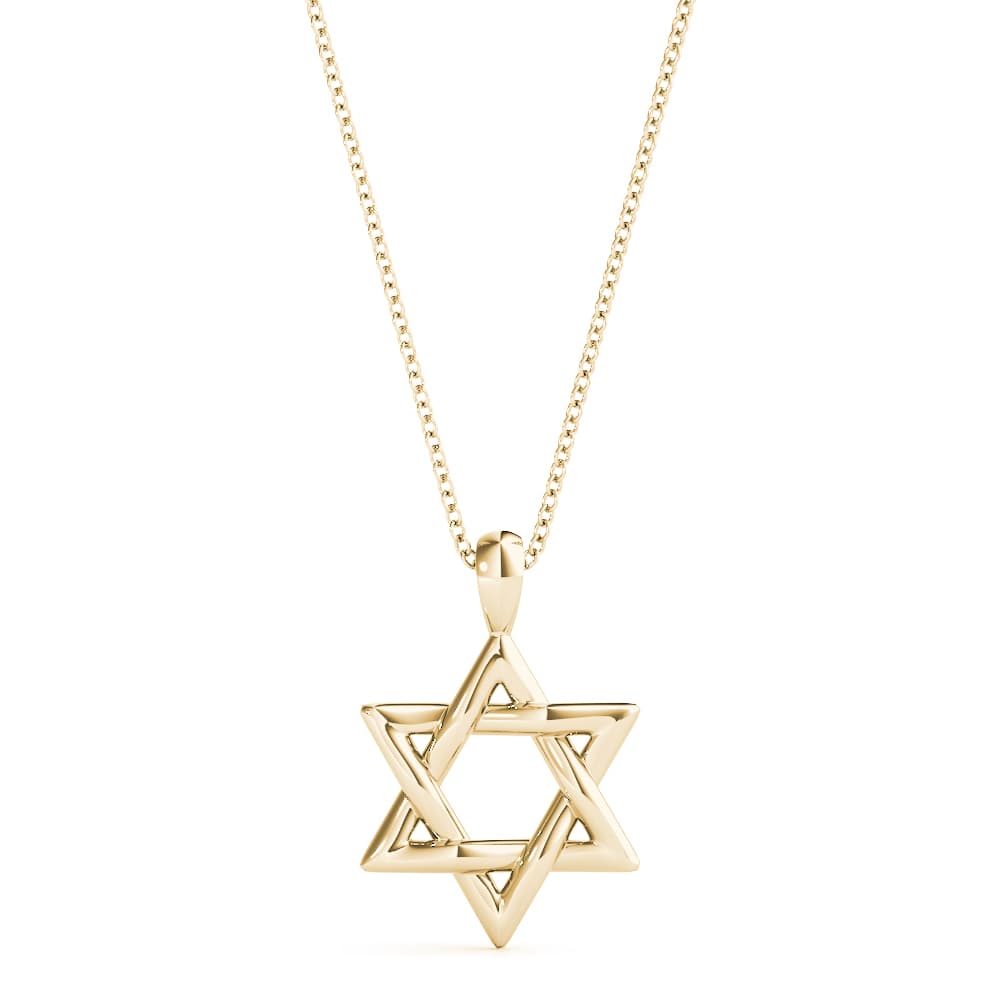 Star of David Pendants, Front view in yellow gold