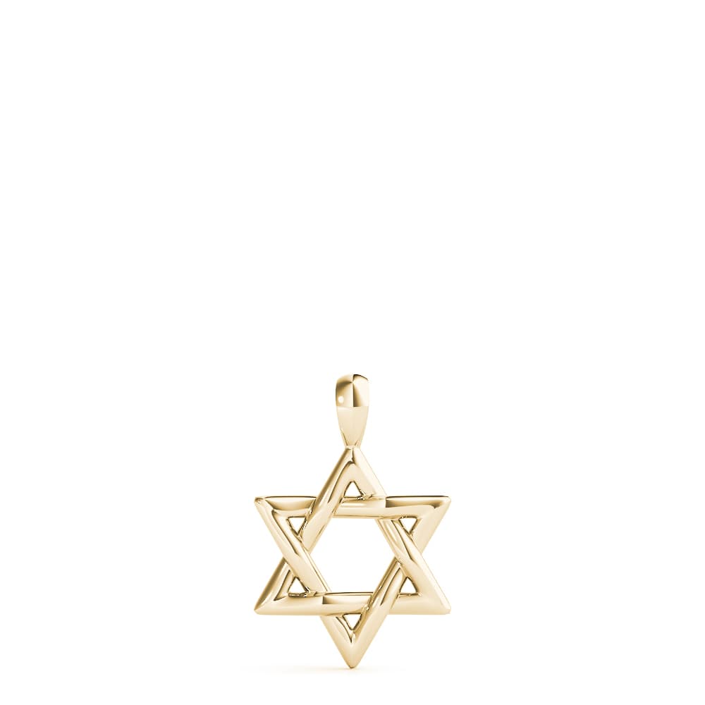 Star of David Pendants, Angle view in yellow gold