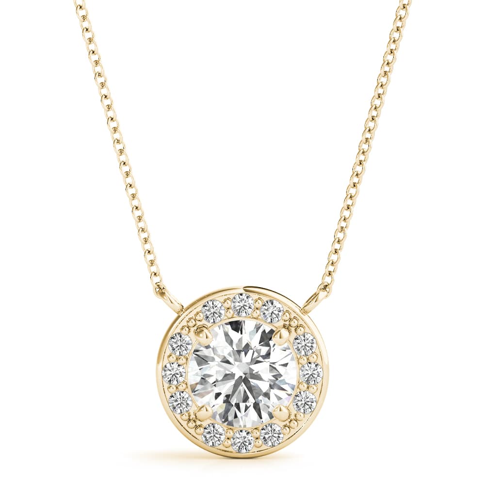 Round Halo Pendant (0.07 ct. tw.), Front view in yellow gold
