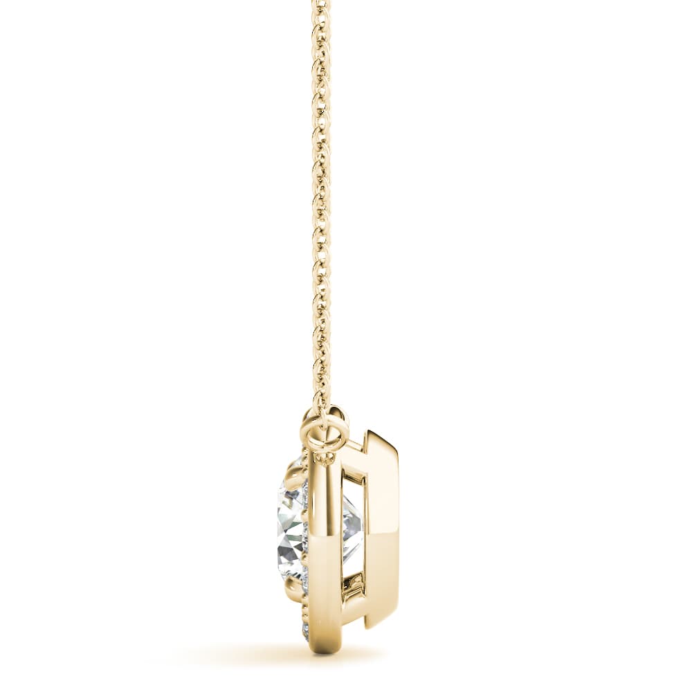 Round Halo Pendant (0.07 ct. tw.), Side view in yellow gold