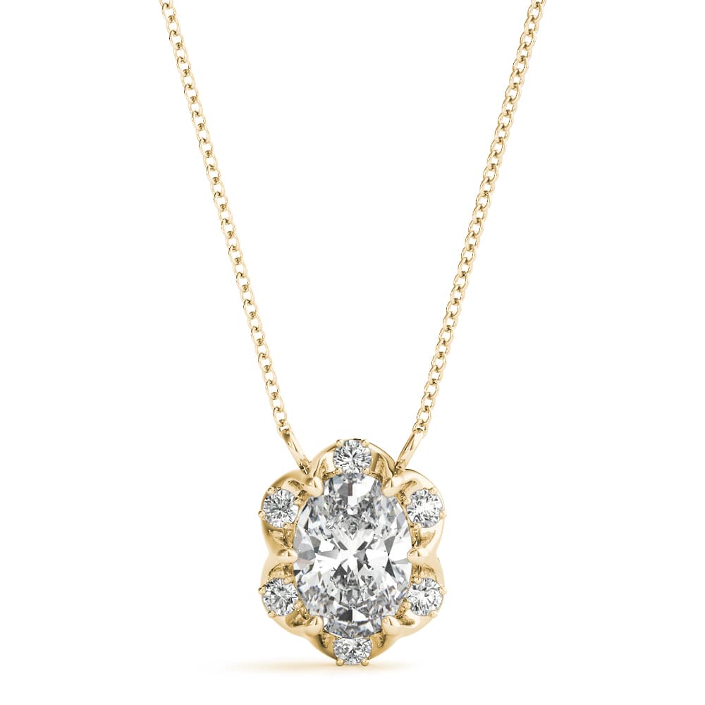 Fashion Pendants Oval (1/8 ct. tw.), Front view in yellow gold