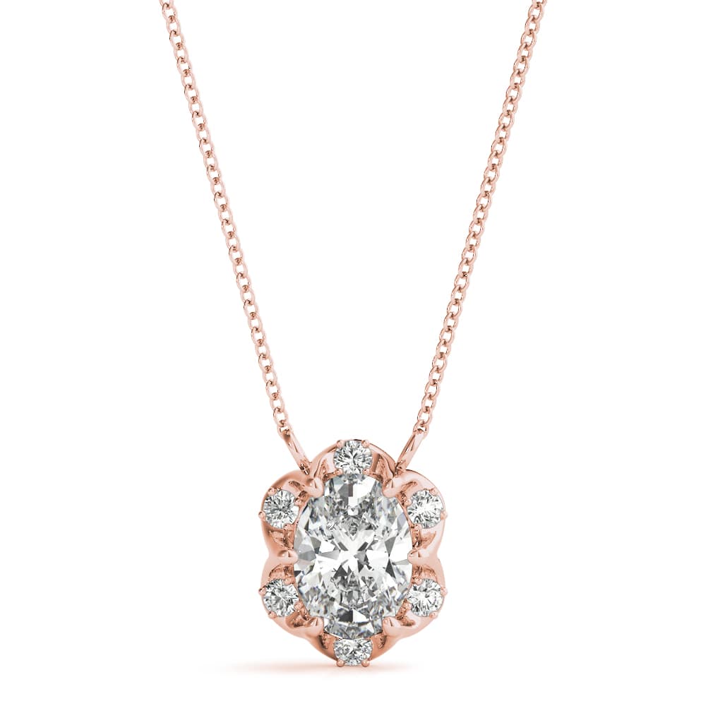 Fashion Pendants Oval (0.09 ct. tw.), Front view in rose gold