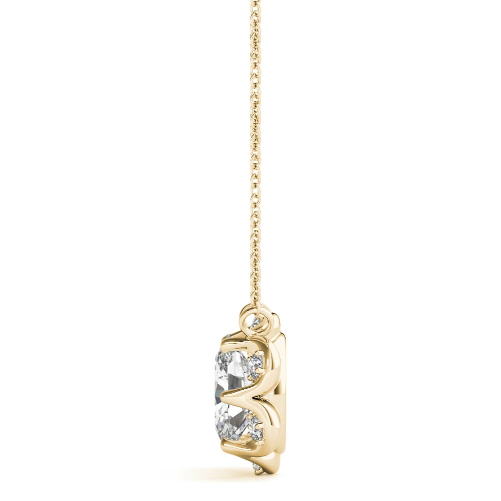 Fashion Pendants Oval (1/8 ct. tw.), Side view in yellow gold