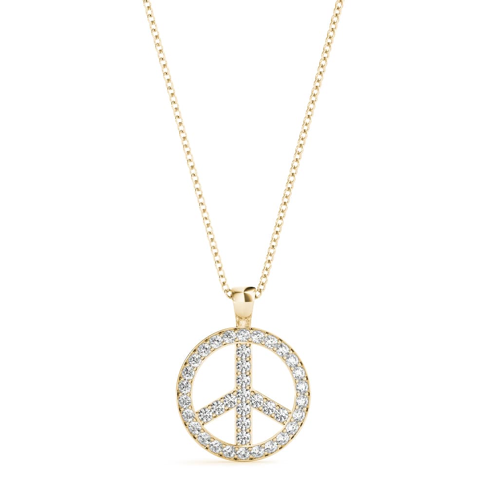 Peace Sign Fashion Pendant (0.29 ct. tw.), Front view in yellow gold