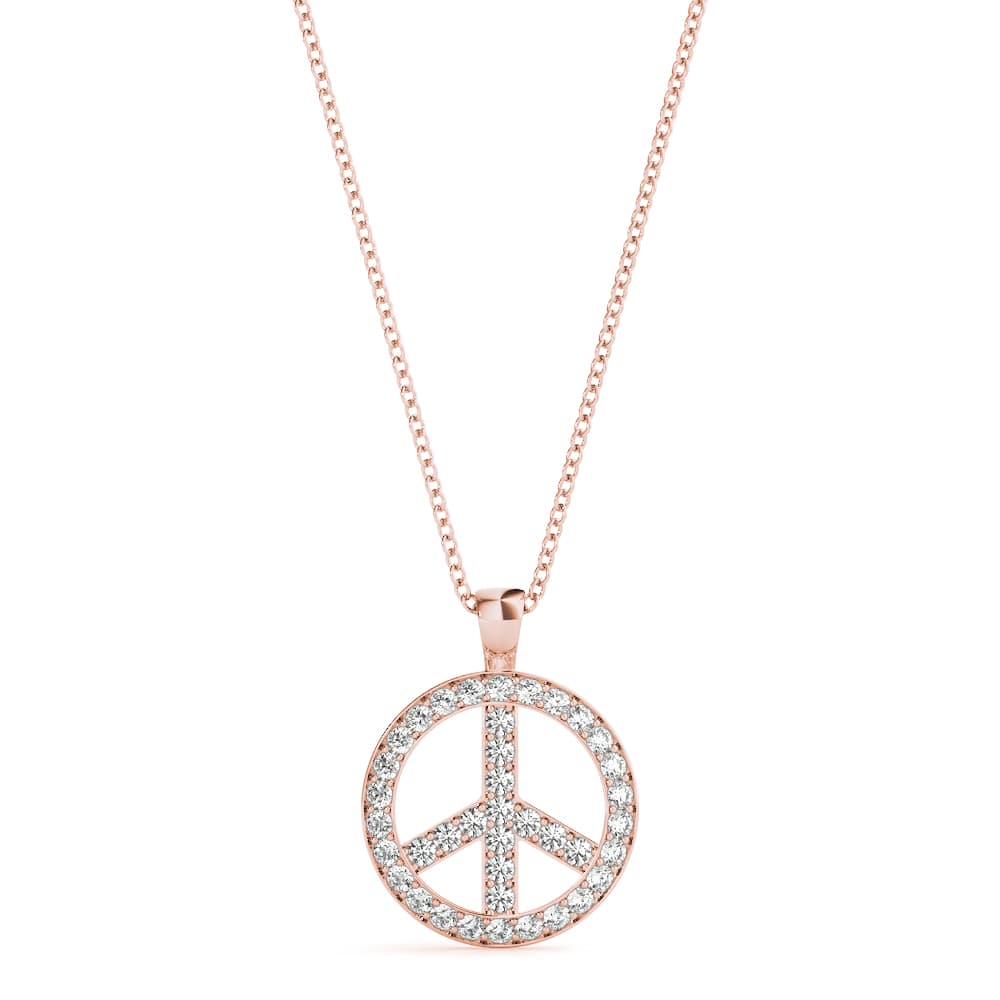 Peace Sign Fashion Pendant (0.29 ct. tw.), Front view in rose gold