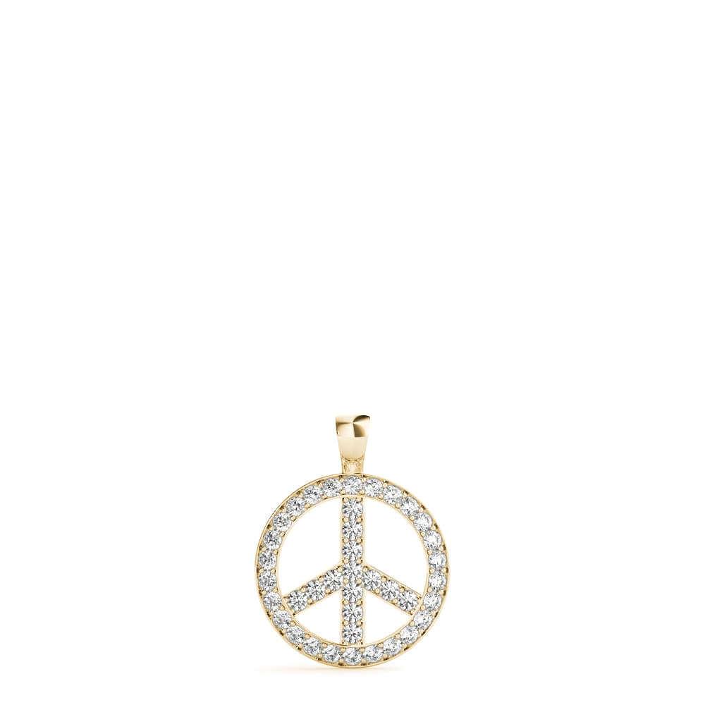 Peace Sign Fashion Pendant (0.29 ct. tw.), On hand view in yellow gold