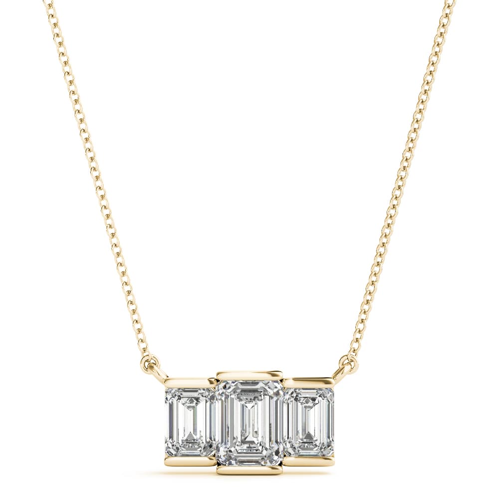 3-Stone Emerald Bar Pendants (0.6 ct. tw.), Front view in yellow gold