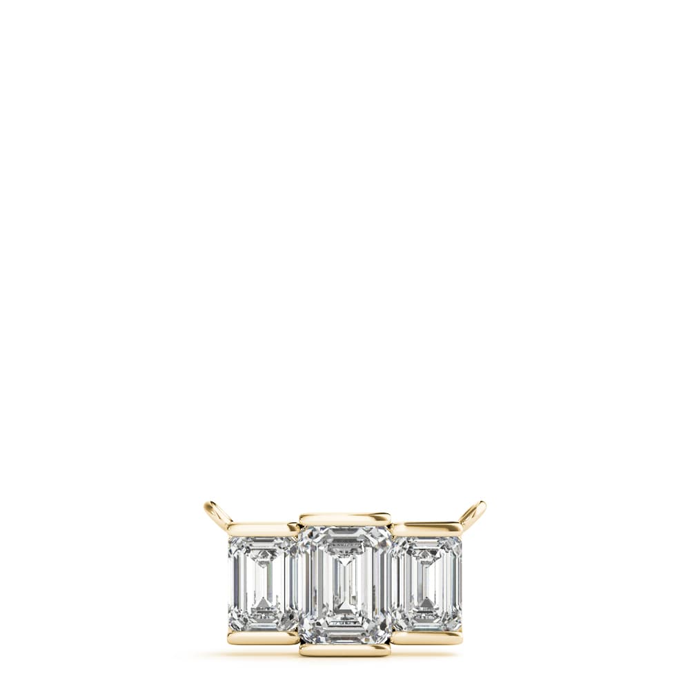 3-Stone Emerald Bar Pendants (0.6 ct. tw.), On hand view in yellow gold