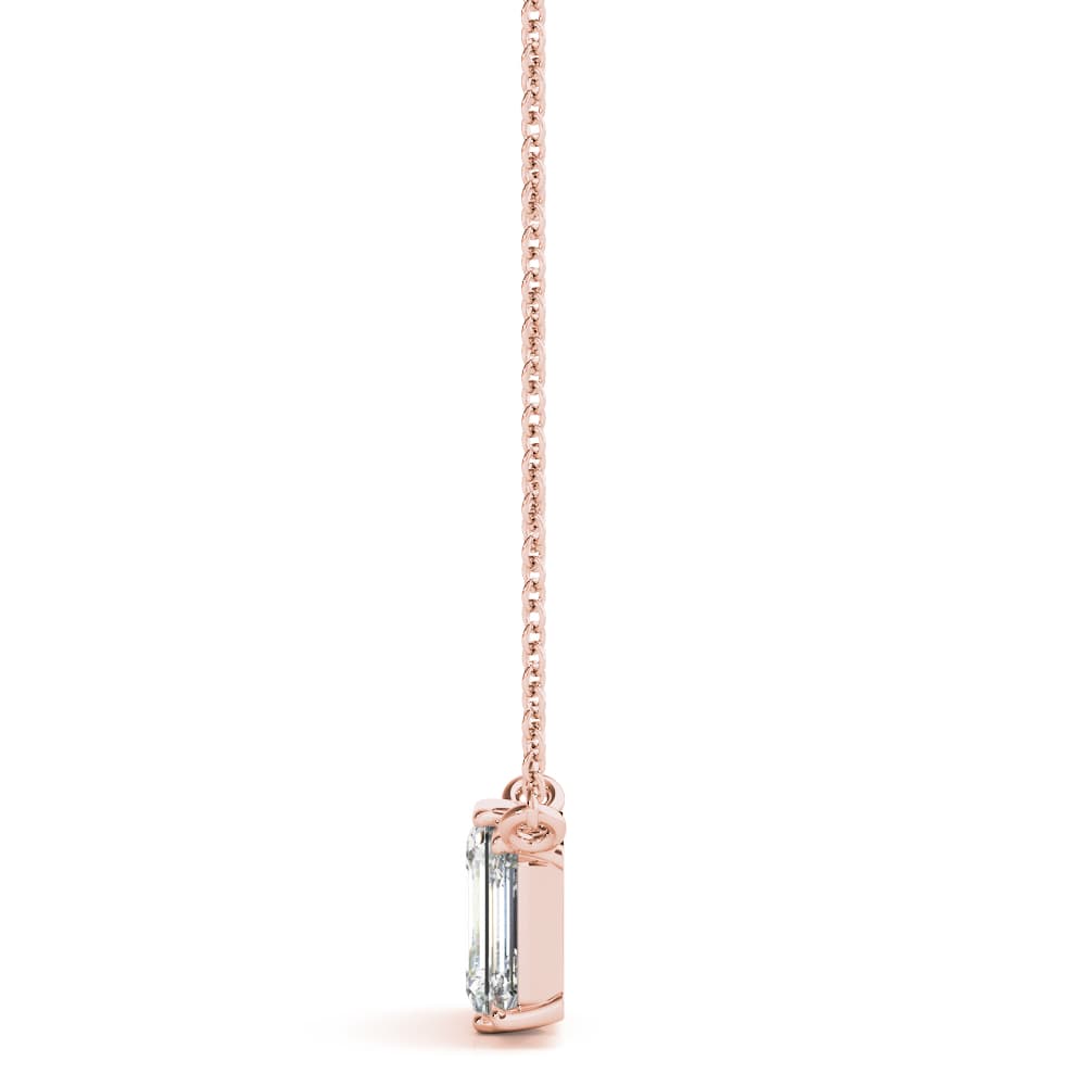 3-Stone Emerald Bar Pendants (0.6 ct. tw.), Side view in rose gold