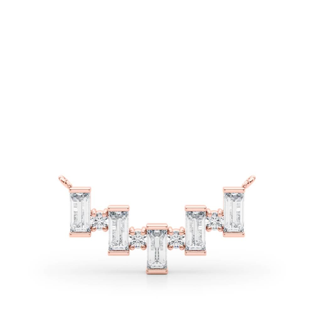 Emerald & Round Horizontal Pendant (2/3 ct. tw.), Angle view in rose gold