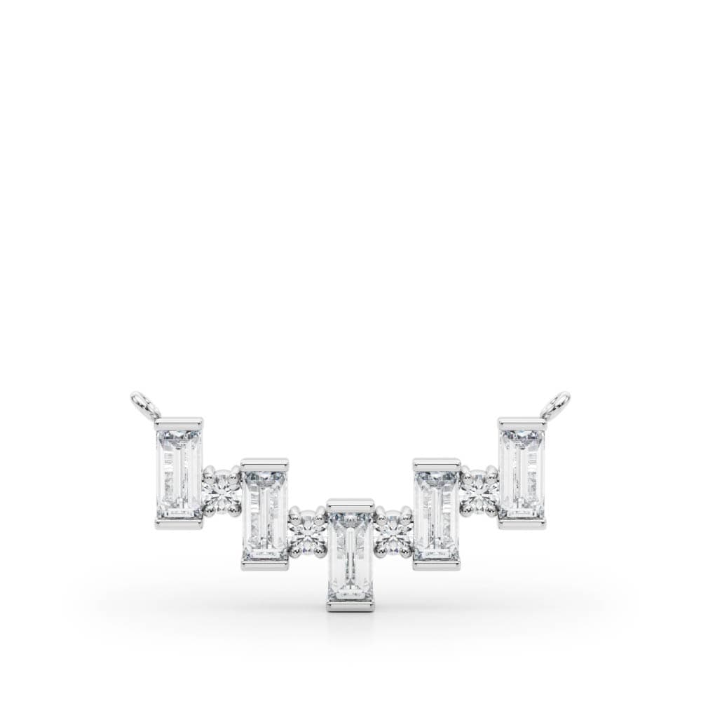 Emerald & Round Horizontal Pendant (2/3 ct. tw.), Angle view in white gold or platinum