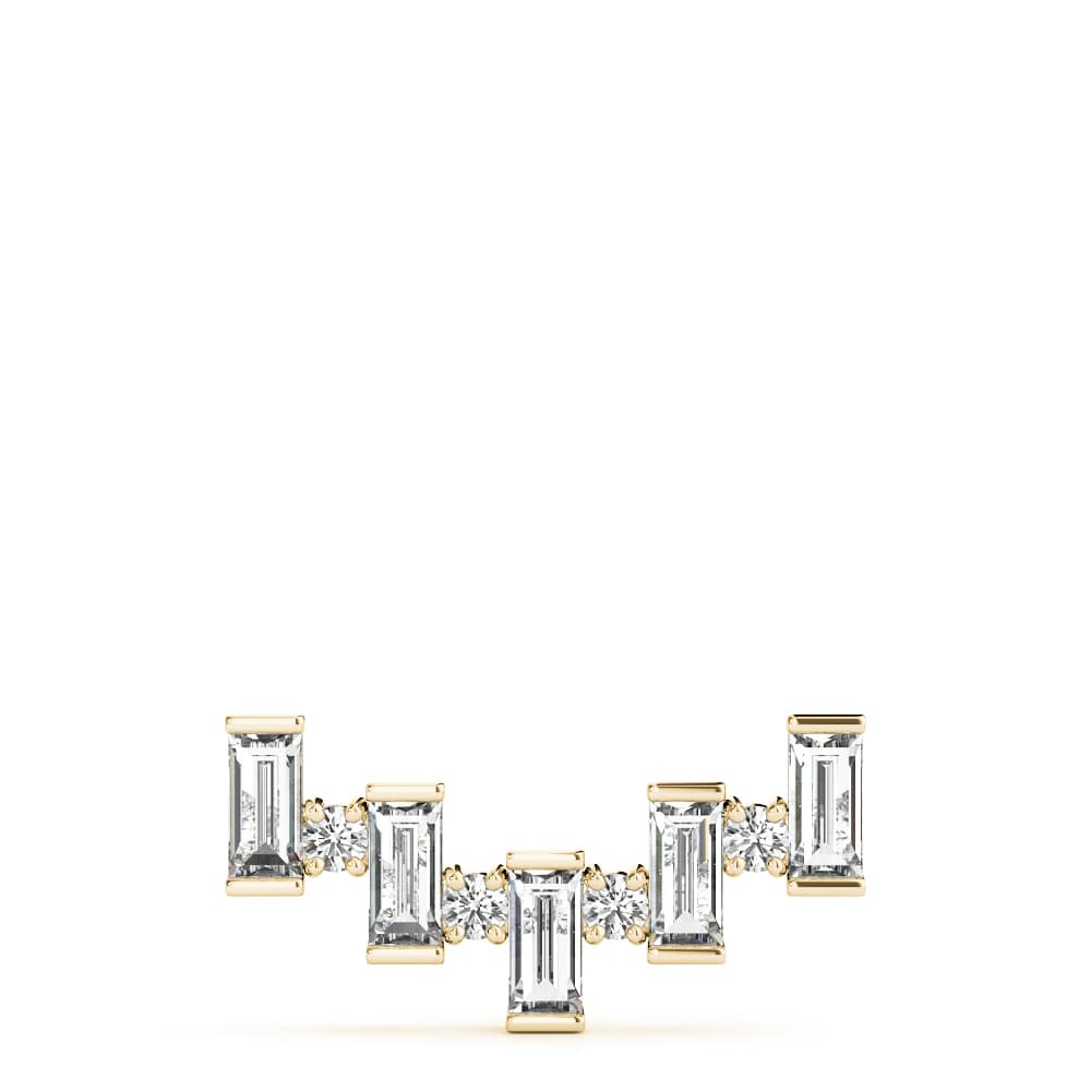 Emerald & Round Horizontal Pendant (2/3 ct. tw.), On hand view in yellow gold