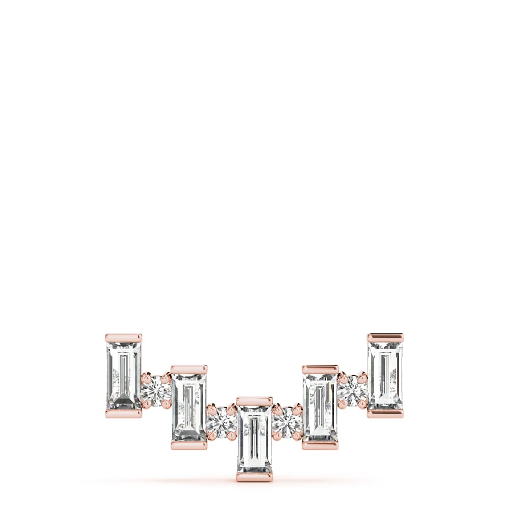 Emerald & Round Horizontal Pendant (2/3 ct. tw.), On hand view in rose gold