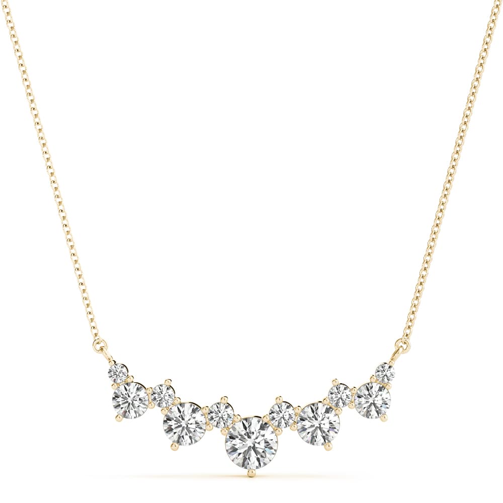 Alternating Round Sized Curved Pendant (0.83 ct. tw.), Front view in yellow gold