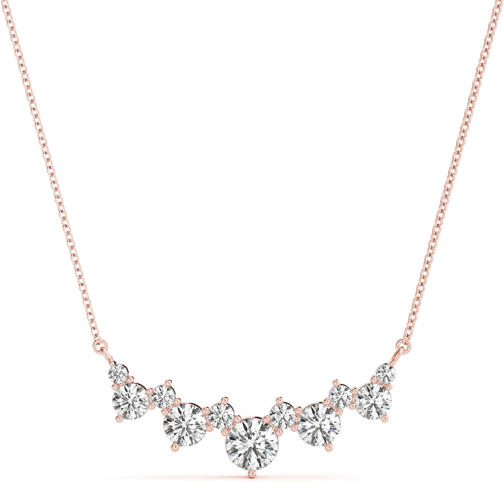 Alternating Round Sized Curved Pendant (0.83 ct. tw.), Front view in rose gold