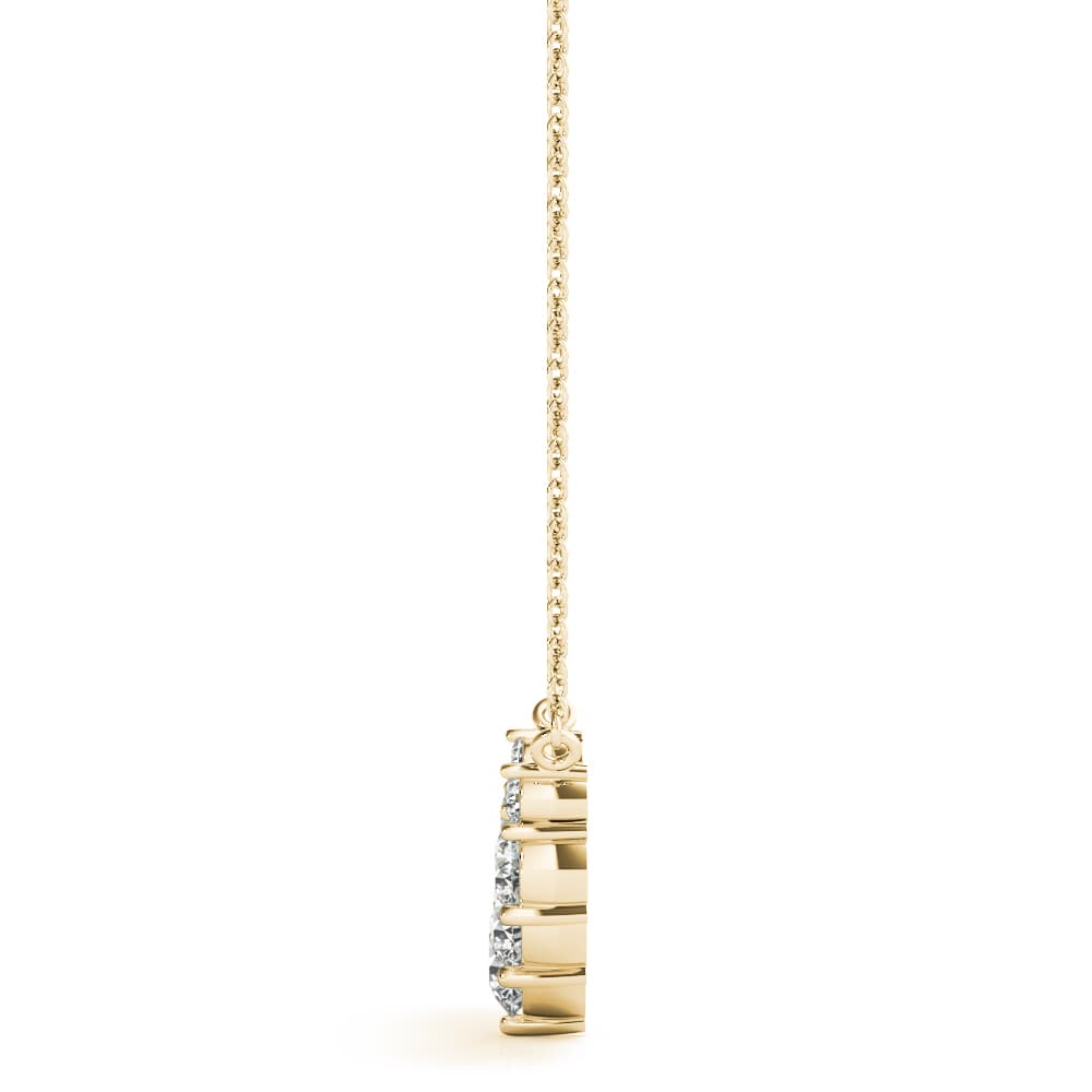 Alternating Round Sized Curved Pendant (0.83 ct. tw.), Side view in yellow gold