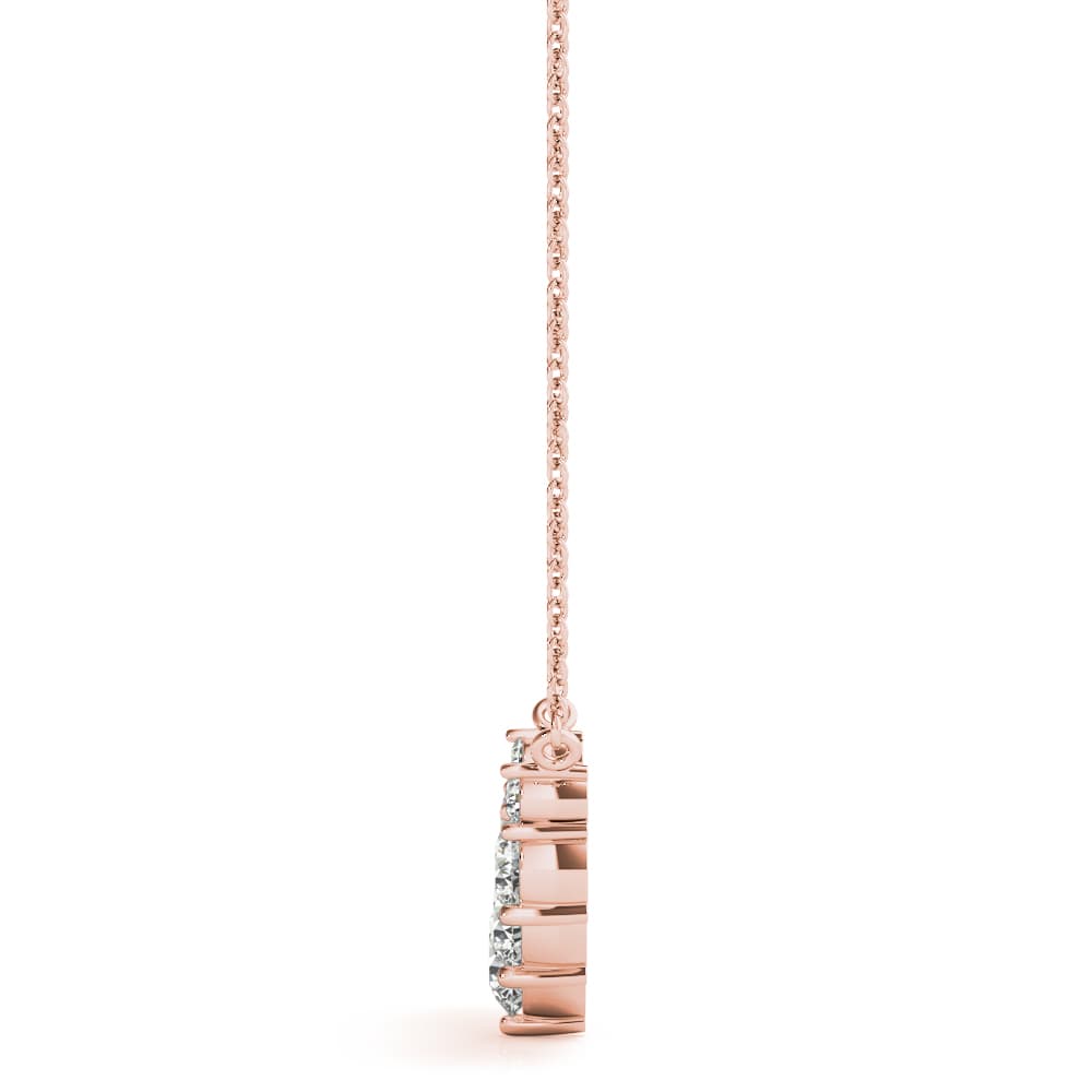 Alternating Round Sized Curved Pendant (0.83 ct. tw.), Side view in rose gold