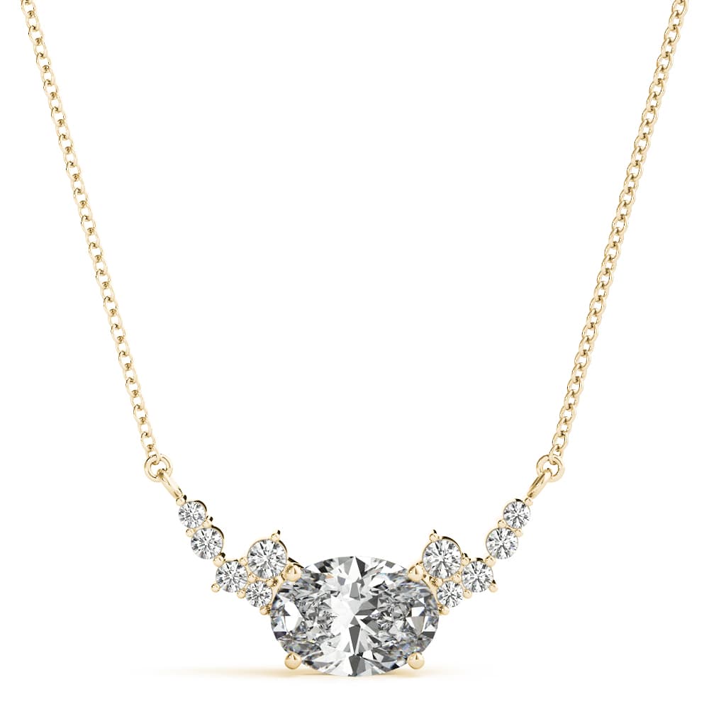 Oval Cluster Fashion Pendant (0.1 ct. tw.), Front view in yellow gold