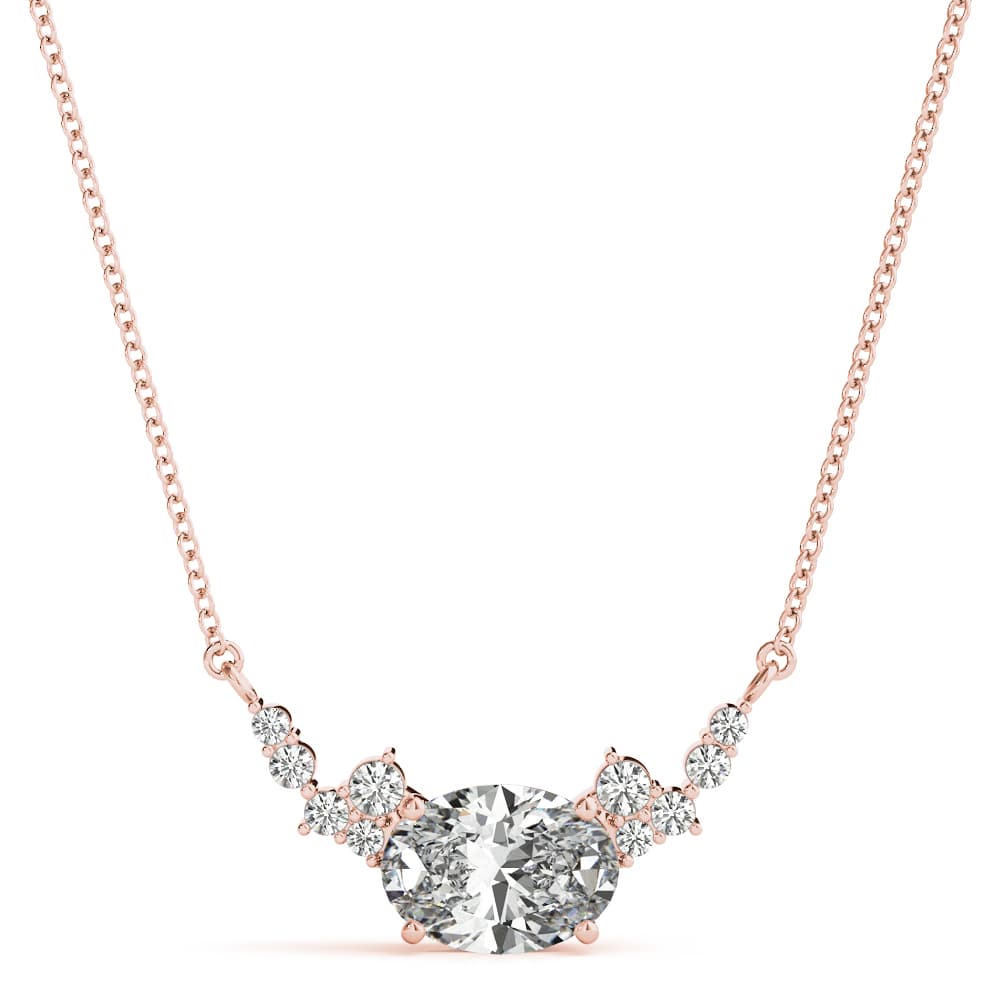 Oval Cluster Fashion Pendant (0.1 ct. tw.), Front view in rose gold