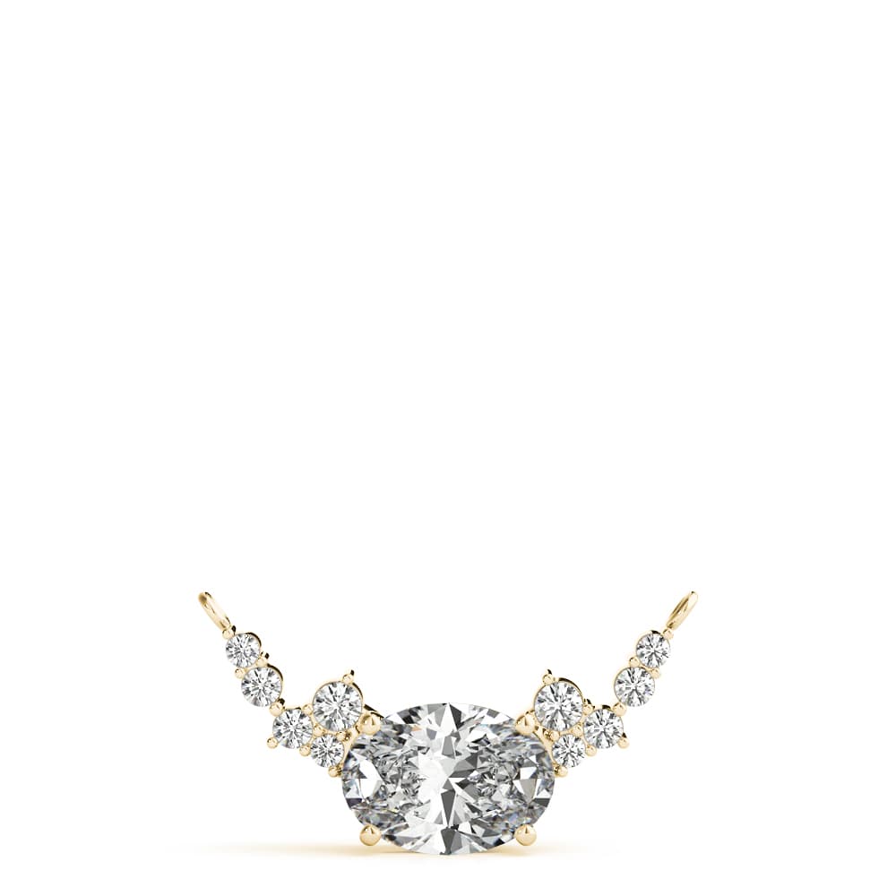 Oval Cluster Fashion Pendant (0.1 ct. tw.), On hand view in yellow gold