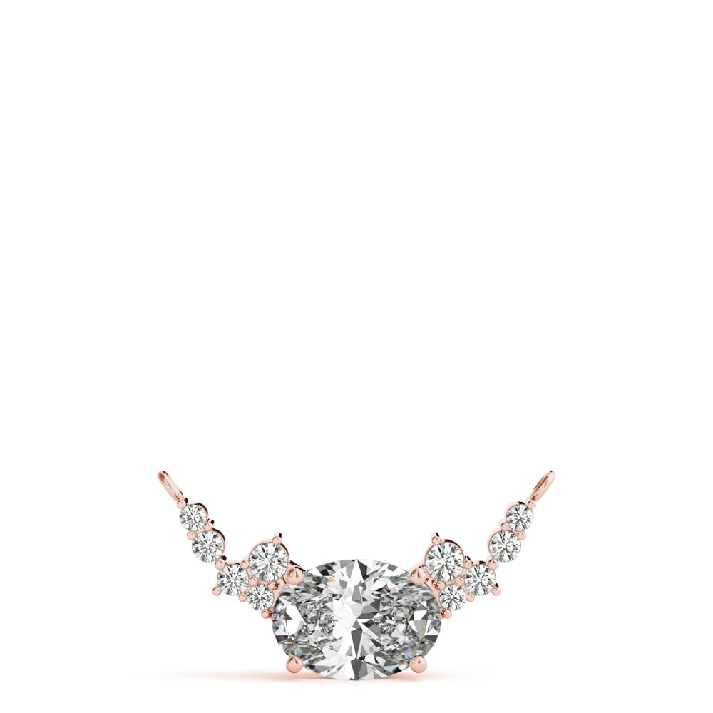 Oval Cluster Fashion Pendant (0.1 ct. tw.), On hand view in rose gold