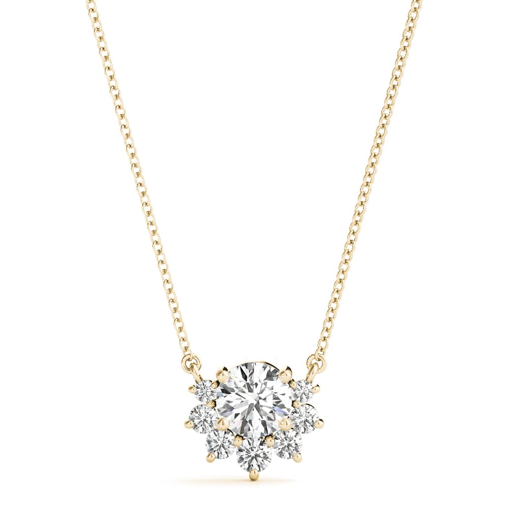 Accented Round Fashion Pendant (1/8 ct. tw.), Front view in yellow gold