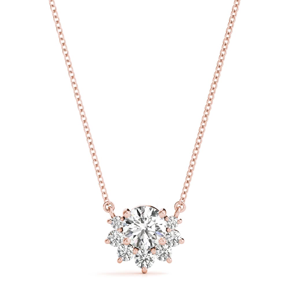 Accented Round Fashion Pendant (1/8 ct. tw.), Front view in rose gold
