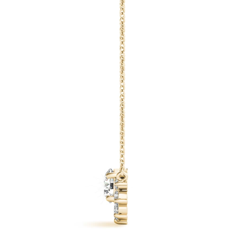 Accented Round Fashion Pendant (1/8 ct. tw.), Side view in yellow gold