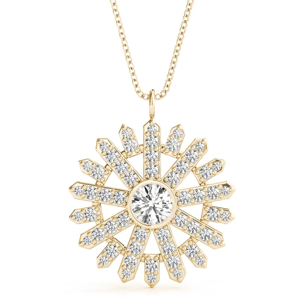 Bezel Set Circle Fashion Pendants (0.43 ct. tw.), Front view in yellow gold