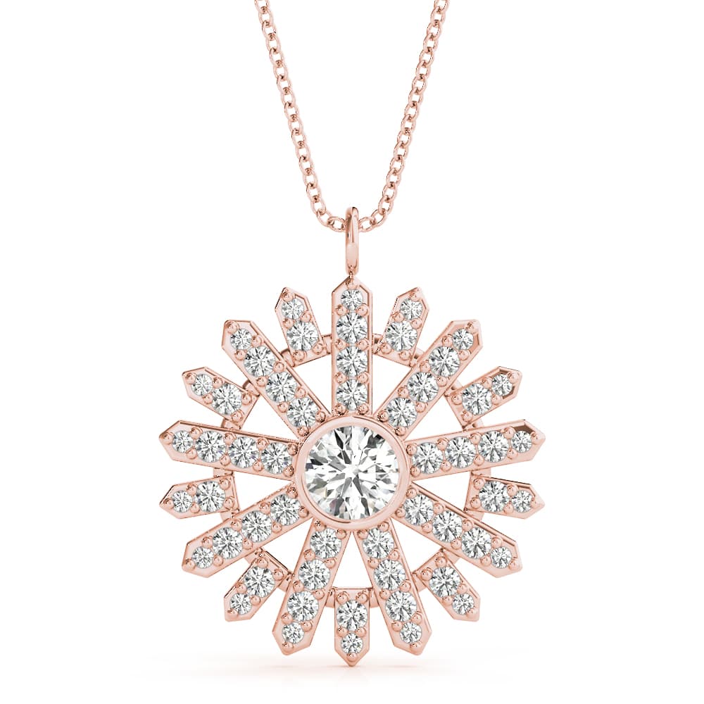 Bezel Set Circle Fashion Pendants (0.43 ct. tw.), Front view in rose gold