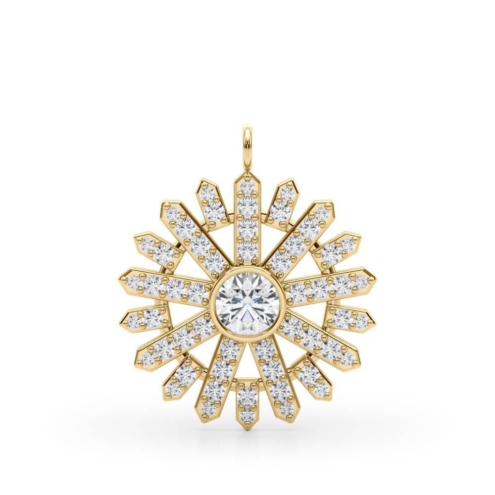 Bezel Set Circle Fashion Pendants (0.43 ct. tw.), Angle view in yellow gold