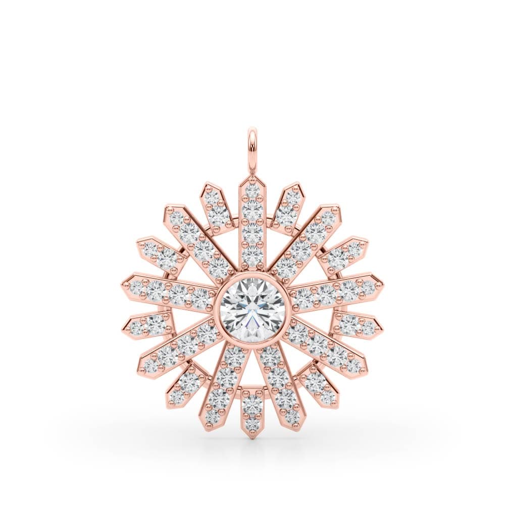 Bezel Set Circle Fashion Pendants (0.43 ct. tw.), Angle view in rose gold