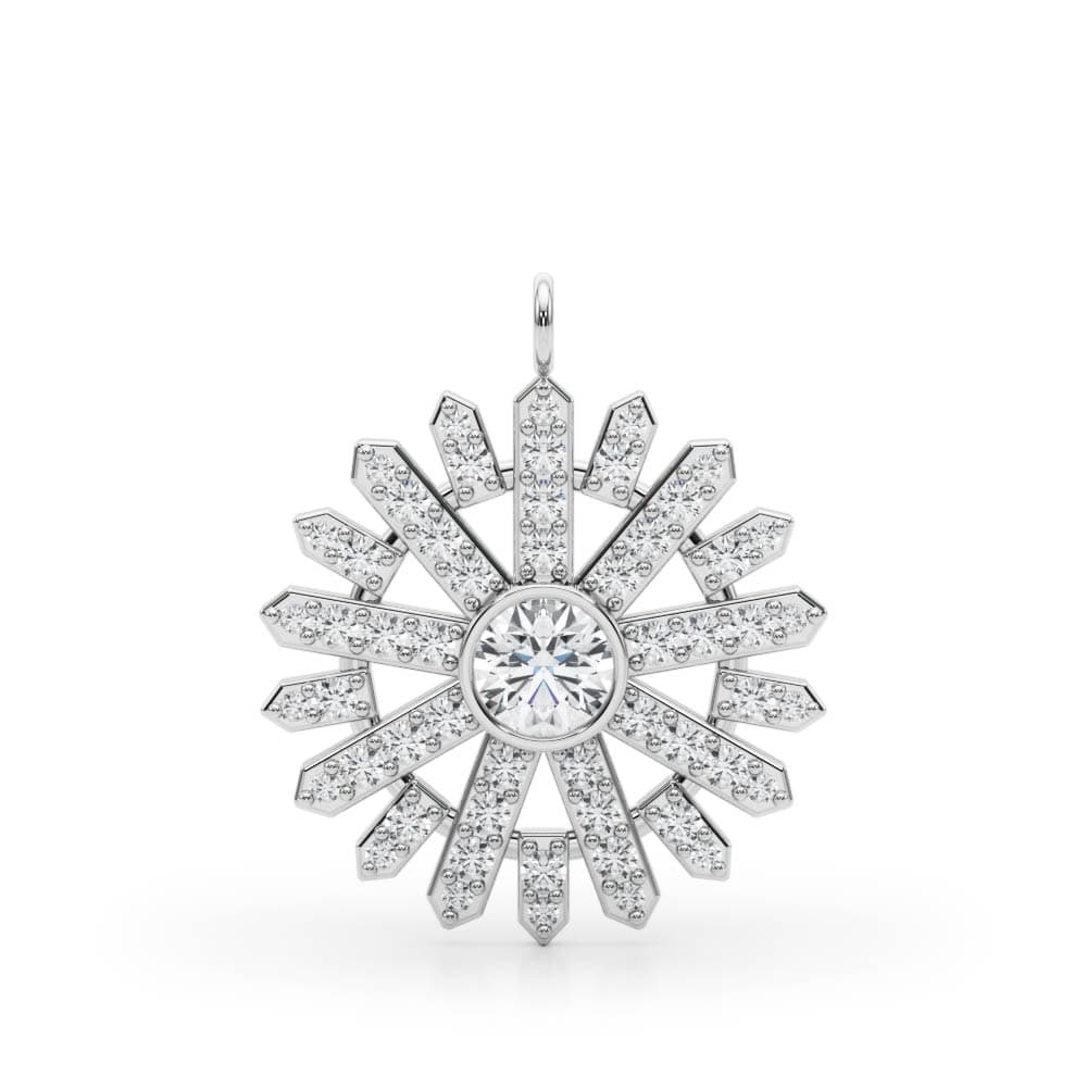 Bezel Set Circle Fashion Pendants (0.43 ct. tw.), Angle view in white gold or platinum