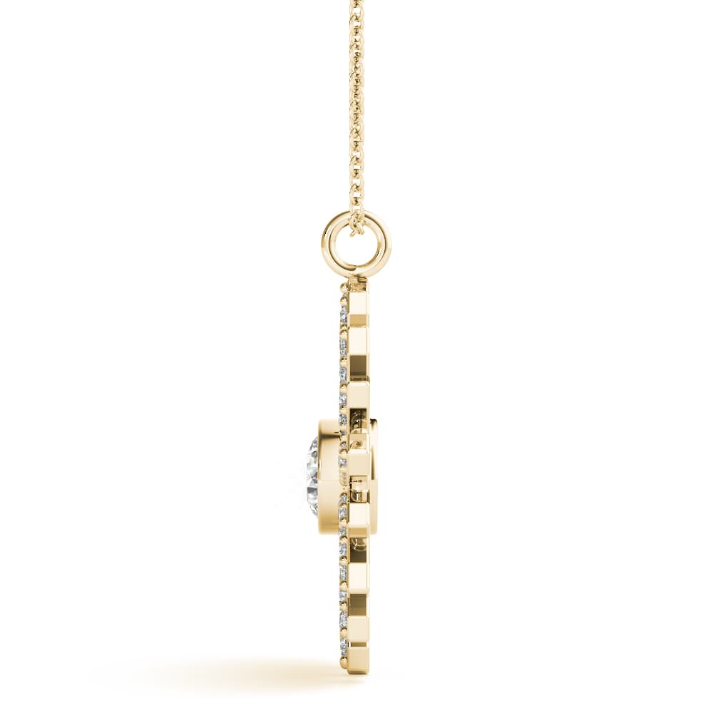 Bezel Set Circle Fashion Pendants (0.43 ct. tw.), Side view in yellow gold