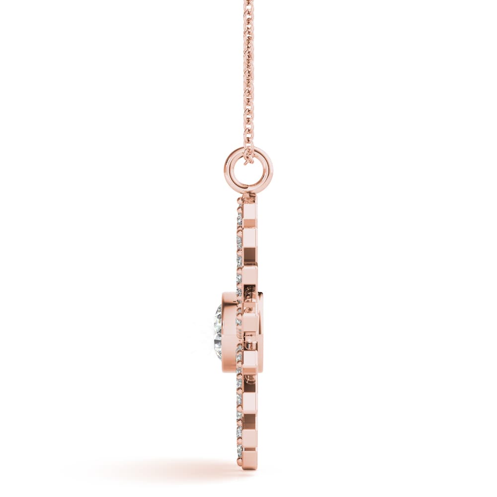 Bezel Set Circle Fashion Pendants (0.43 ct. tw.), Side view in rose gold