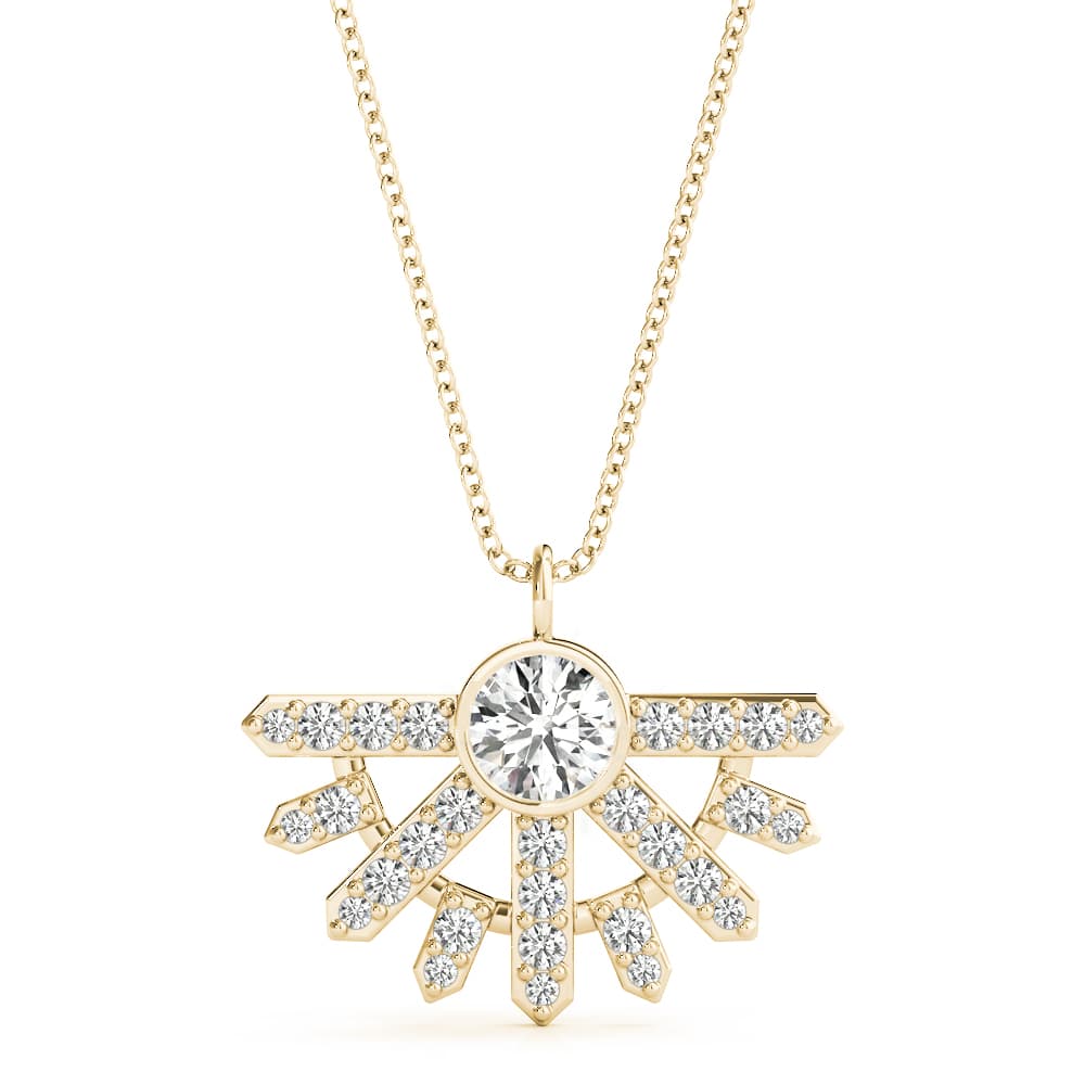 Bezel Set Prong Fashion Pendants (1/4 ct. tw.), Front view in yellow gold