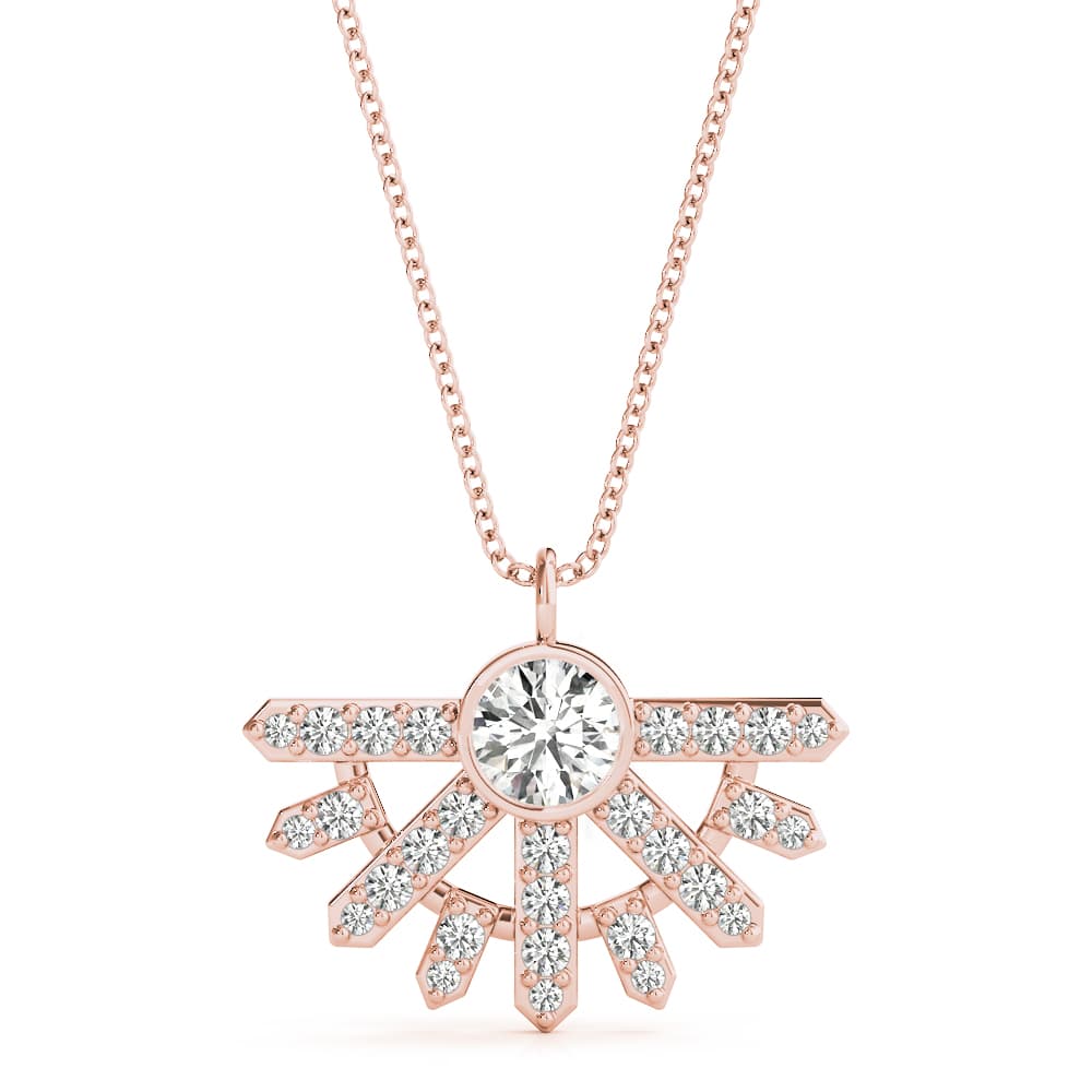 Bezel Set Prong Fashion Pendants (1/4 ct. tw.), Front view in rose gold
