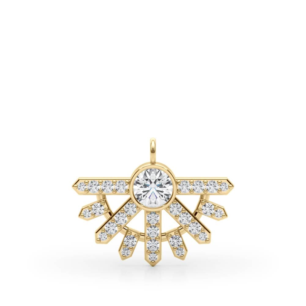 Bezel Set Prong Fashion Pendants (1/4 ct. tw.), Angle view in yellow gold