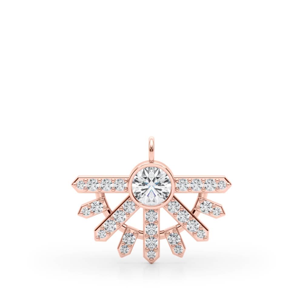 Bezel Set Prong Fashion Pendants (1/4 ct. tw.), Angle view in rose gold
